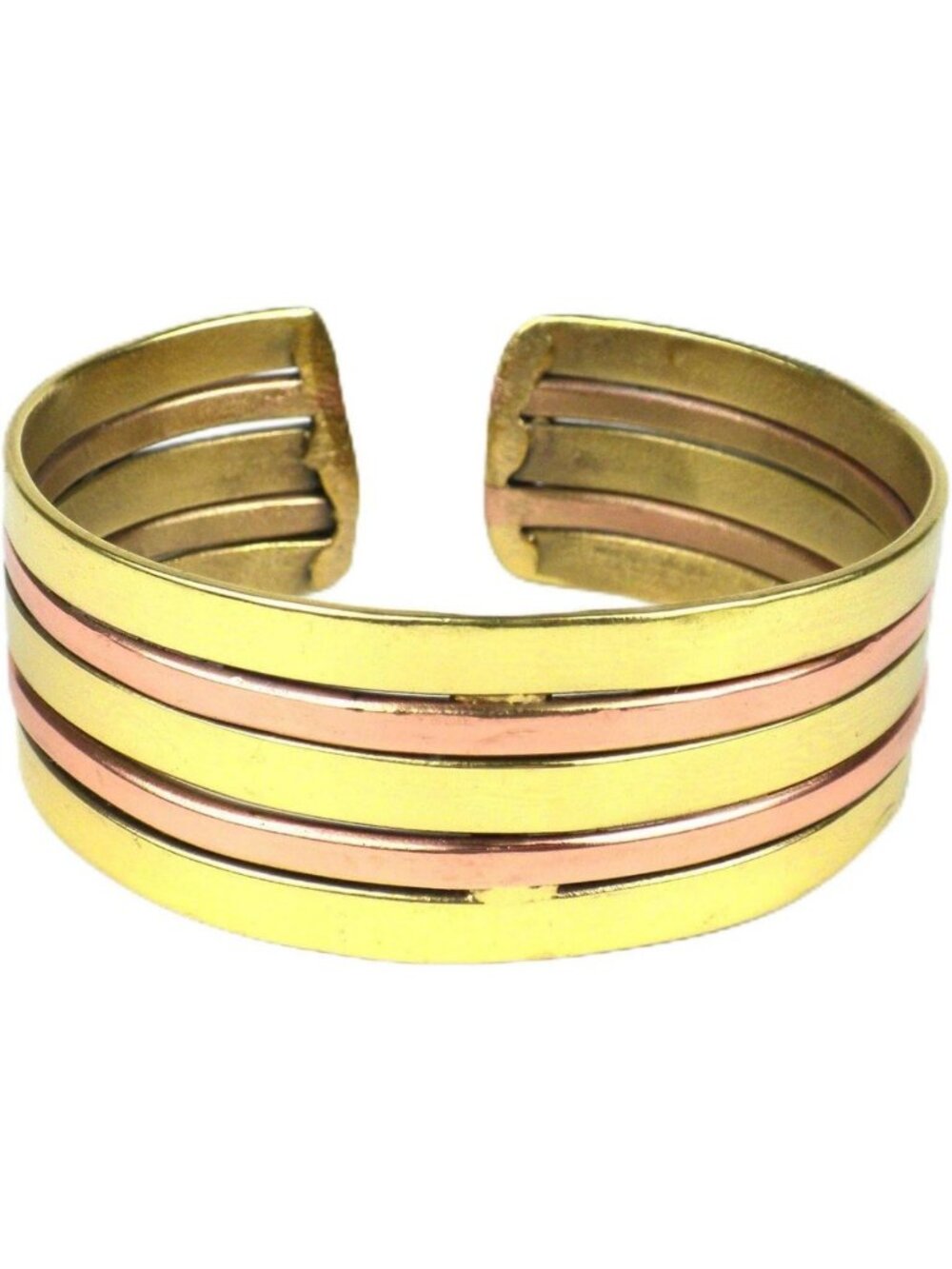 Stylish Women's Copper & Brass Cuff Bracelet - Unique Architectural Design